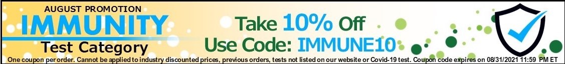 August promotion 10% Off IMMUNITY Test Category Promo Code IMMUNE10